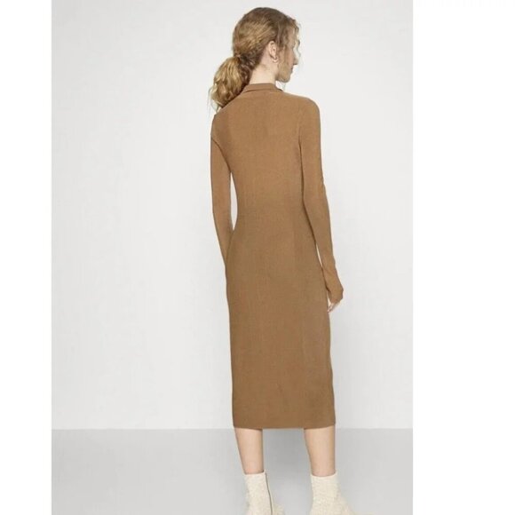 Rag & Bone Pacey Button Down Midi Dress Ribbed Knit in Light Brown size XXS - Picture 3 of 8